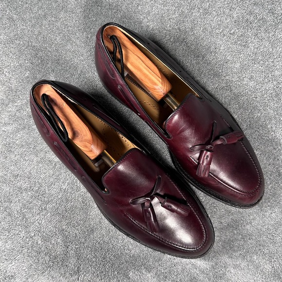 Johnston & Murphy Mens Tassel Loafers Burgundy Leather Dress Shoes 8.5 3E EEE main image 10